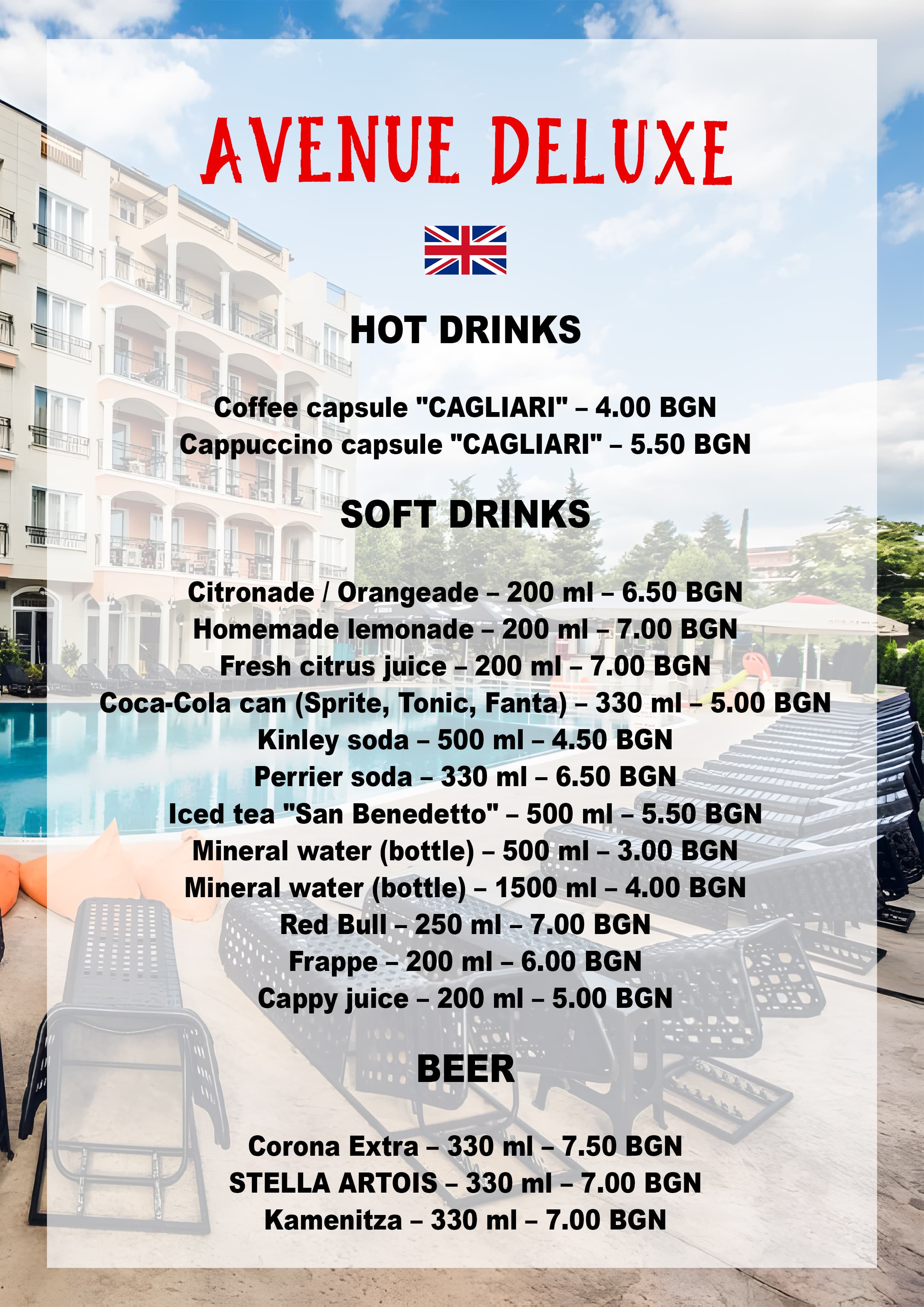 Avenue Deluxe Hotel — Menu Design — 3