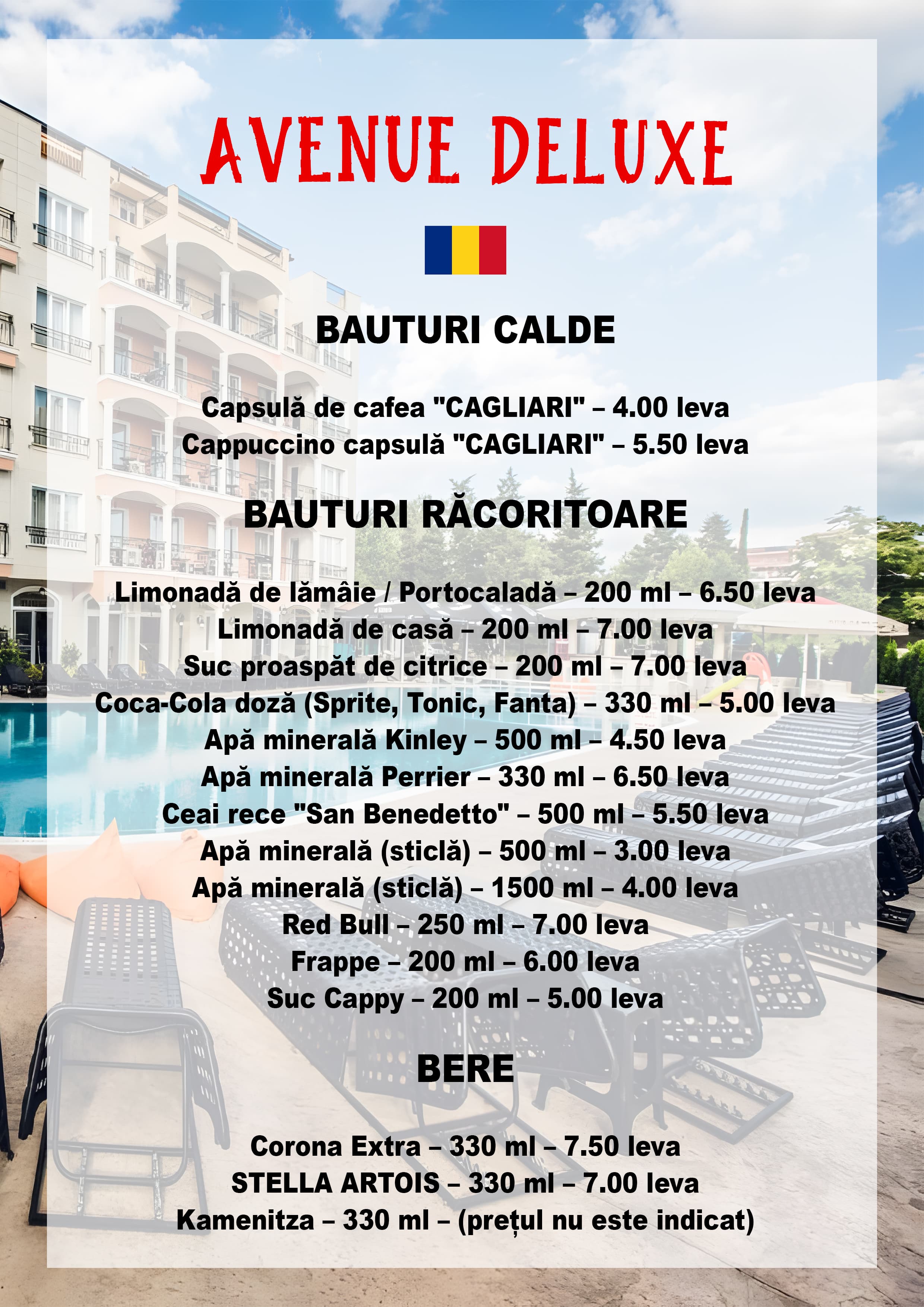 Avenue Deluxe Hotel — Menu Design — 4