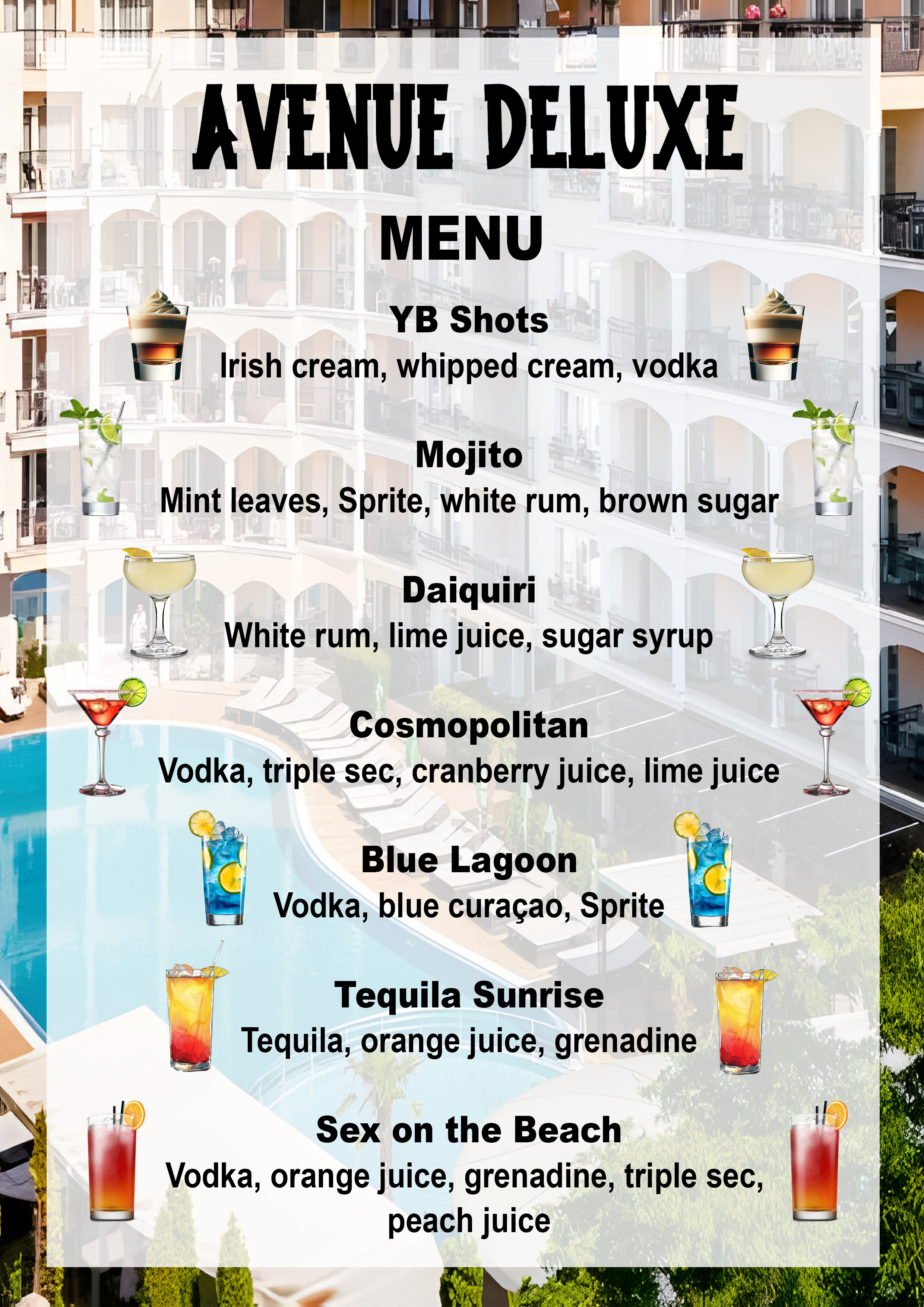 Avenue Deluxe Hotel — Menu Design — 8